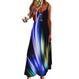 Large-Size Summer Color Sling Dress Sleeveless Creative Loose Waist Digital Print Temperament Dress