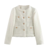Autumn New Women's Coarse-Spinning Pure Color Casual Coat Short Coat Women