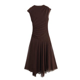 2025 Spring Pure Lust Wind Sexy U-Neck Casual Elastic Waist A-Word Dress Skirt