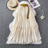 White Half-Dress Women's Dress 2025 Summer Small In The Long Leisure High-Rise Display Thin Pendulum Ponve Egg