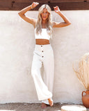 2025 New Women's High-Waisted Long-Term Cotton-Sight Broad-Legged Trousers Loose And Relaxed Casual Broad-Legged Women