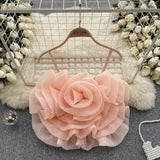 Small-Banded Holiday Wind Eogen Yarn Three-Dimensional Flower Sling Vest Women's Summer New Ocean Chic Short Top