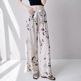 2025 High-End Cotton Pyjamas Ladies Summer Thin Artificial Silk Home Leisure Long Trousers Straight Can Be Worn Outside