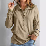 Solid Color Knitted Shirt Women's Single Buckle Collar Long Sleeves Loose Leisure Bottoming Top Autumn And Winter New