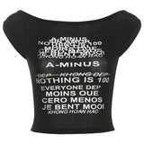 2025 Summer New Women's Fashion Hottie Personality With Letter Print Perspective Short Umbilical Top