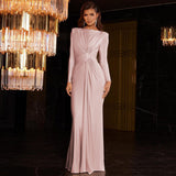 Hot Women's Evening Dress 2025 Summer New Fashion Temperament Dress With A Round-Neck Long-Sleeved Dress