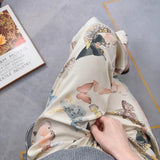 2025 High-End Cotton Pyjamas Ladies Summer Thin Artificial Silk Home Leisure Long Trousers Straight Can Be Worn Outside