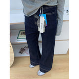 Hong Kong Style Lazy Style Design With Velvet Trumpet Jeans Women 2025 Autumn And Winter Small High Waist Thick Thick Pants
