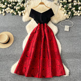 French Dress Women 2025 New Dress High-End Word Shoulder To Receive Waisted Thigh Swing Pony Pony Dress