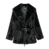 2025 Women's Winter New Artificial Fur Effect With Belt In The Long Fur Coat