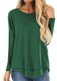 Women's Clothing 2025 Autumn And Winter Round Collar Long-Sleeved T-Shirt Solid Color Loose Top Before The Short And Rear Long Tuxedo Women's T