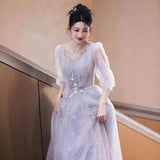 Evening Dress Banquet Light Luxury Niche Host Dignified Atmospheric Dinner Long Long Sleeve Dress Student Art Exam Dress