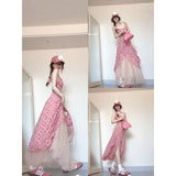 French Floral Sling Dress Female Design Sense Niche Lotus Side Temperament Waist Dress Two Sets