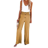2025 New Women's High-Waisted Long-Term Cotton-Sight Broad-Legged Trousers Loose And Relaxed Casual Broad-Legged Women