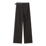 Multicolor 2025 Spring New Women's Fashion Simple With Belt Double Fold Trousers
