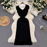 Summer New Knitted Dress Women's French Retro High-End Slim Slimy Temperament Of The Body Fishtail Dress