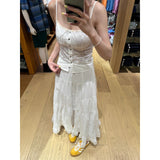 Korean Wearing White Lace Lace Slings Women's New Temperament Super-Good-Looking Cake Skirt Two-Piece