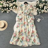 Dress Women's Autumn Dress 2025 New Heavy Industry Pressed Long Printed Chiffon Dress Sweet Holiday Dress