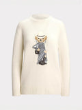 New Women's Round-Necked Bear Cartoon Casual Free Sweater Raff Cashmere Knitted Shirt Girl