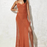 2025 New Sexy Babes Body-In-Exa-Covered Vacation Sling Women's Knitted Open-Back Dress Women