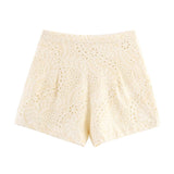Z Fengxia New Women's Hollow Embroidery Shirt 4786105 Bermuda Shorts 4786106