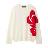 Spring 2025 New Lazy Wind Flower Design Women's Round-Neck Sweater Women's Loose Knitting Shirt