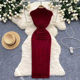 High-Cooled Royal Sister Dress Goddess Fan Temperament Heart Folds To Receive The Waist Thin Long Bag Of Hip Skirts