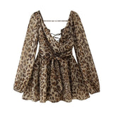 2025 Summer Out-The-Shoulder Lantern Long-Sleeved V-Neck Dress Sexy Showy Multi-Colored Skirt Woman