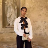 Spring 2025 New Women's Street Fashion Butterfly Squint Long-Sleeved Top
