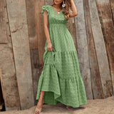 Women's Dress 2025 Sha Bohemia V-Neck High-Waisted Printed Holiday Dress Spliced With Broken Floral Dresses