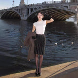 French High-Waist Wave Knitted Knitted Hip Skirt Girl Summer Slim Slim Thin Little Hot Girl Fishtail Short Skirt