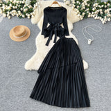Three-House Folded T-Shirt With Irregular Hembo Skirt Dress Suit Woman