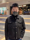 Fashion And Leisure Autumn Trend Full Of Stars Hot Diamond High Sense Loose Denim Coat Collar Men 2025 New