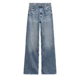 Fashion Classic Water Wash Jeans 2025 Spring High-Rise Straight Slack Trousers Women