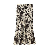 2025 New Women's Animal Pattern Printing Silk Hystery Feeling Flute Half Skirt 4548