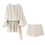 Women's Clothing 2025 New Fashion Waist Irregular Pendulum Dress Shorts Set