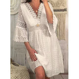 New Lace Dress In Spring 2025 V-Neck Lace Sleeve Dress