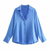 New Women's Clothing In Autumn 2025 20 Color Buff Silk Densate V Collar Long-Sleeved Striped Vertical Shirt