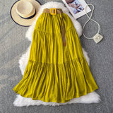 White Half-Dress Women's Dress 2025 Summer Small In The Long Leisure High-Rise Display Thin Pendulum Ponve Egg