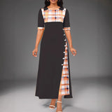 A Large Number Of 2025 New Dress Burst Round Collar Bump Color Sleeve Irregular Long Dress