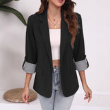 New Spring And Autumn Fashion Casual Splicing Collar Repair Cardigan Temperament Suit Jacket