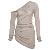 Fashion 2025 Autumn New Women's Hottie Pure Desire Design Thin Perspective Irregular Waist Repair Body