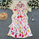 Atmosphere Temperament Three-Dimensional Flowers V-Neck Long-Sleeved Dress Women Slim Thin Inside Sweater Skirt Autumn And Winter New