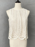 Korean Wearing A Female Summer Sweet Heavy Industry Hollow Embroidered Round Sleeveless Shirt Femininity