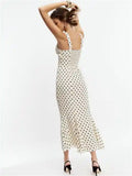 2025 Summer New Women's Wave Point Slings Back Wave Point Commuter Style Dress