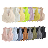 Women's 15 Color Vintage Color Candy V-Neck Short Suited Vests/Ma Clip Cane Shoulder