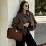 2025 Autumn Women's Fashion Three-Color Solid Color Zipper Wool Coat