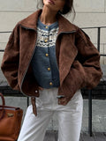 Autumn/Winter 2025 Women's Hot Sale Velvet Brown Loose Casual Jacket Jacket
