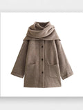 Explosion ZR Women's Temperament With Scarve Short Knit Coat