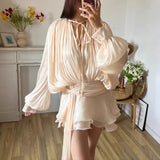 French Pure-Want Wind To Close The Waist Irregular Hem Dress Women 2025 Spring New Temperament High-End Folding Skirt Skirt